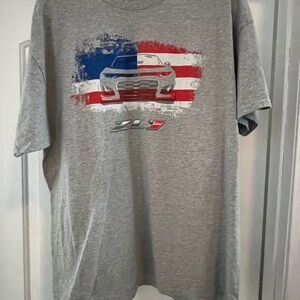 Chevrolet Camaro ZL1 American Flag T-Shirt XL Gray Muscle Car Graphic Tee